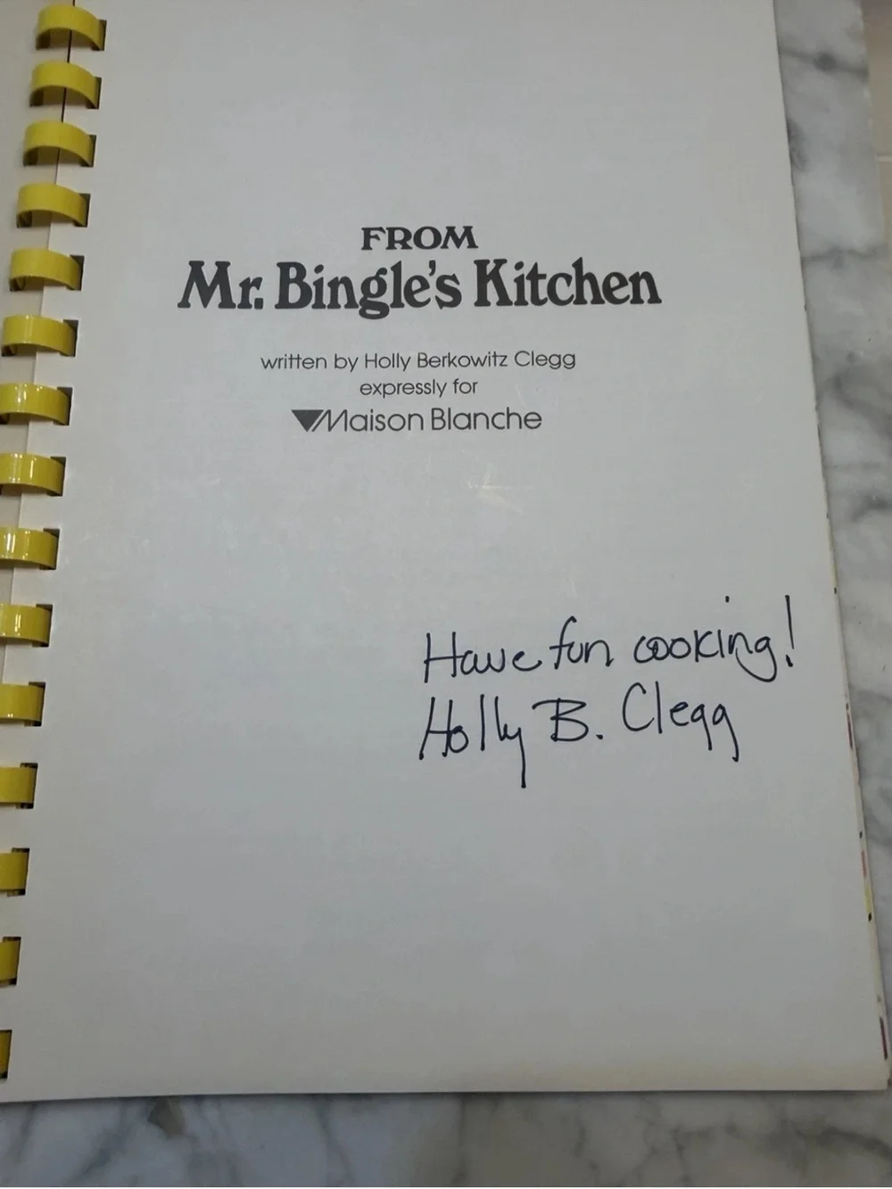 From Mr. Bingle's kitchen  by Clegg, Holly Berkowitz Maison Blanche Signed 1987
